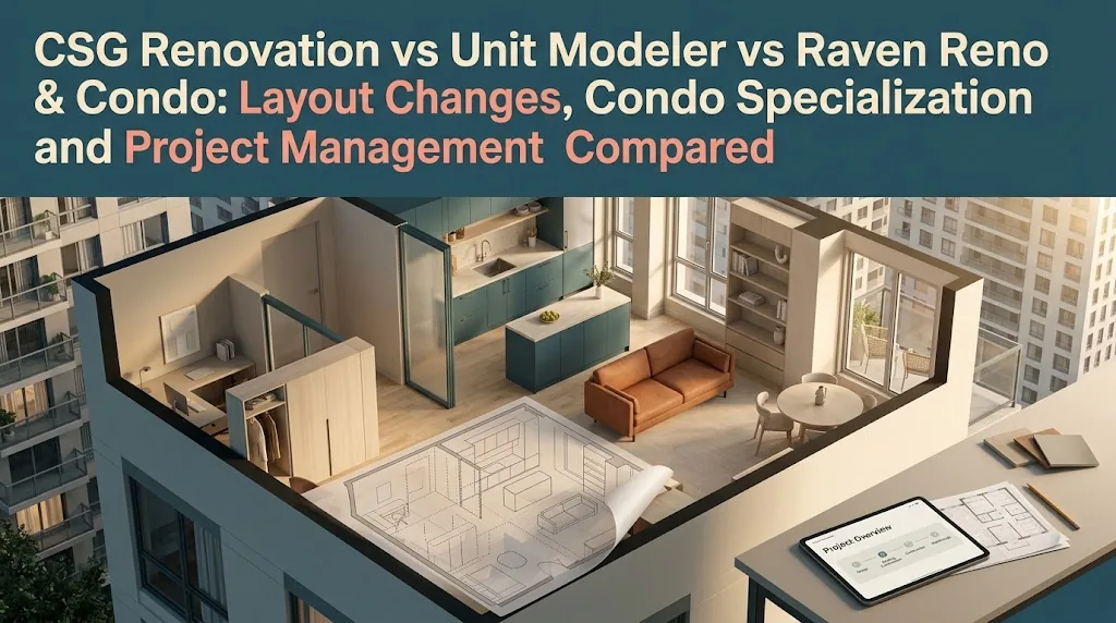 CSG Renovation vs Unit Modeler vs Raven Reno & Condo: Layout Changes, Condo Specialization and Project Management Compared
