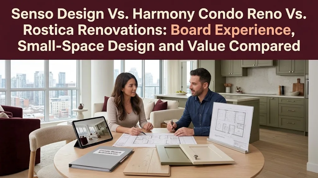 Senso Design Vs Harmony Condo Reno Vs Rostica Renovations: Board Experience, Small-Space Design and Value Compared